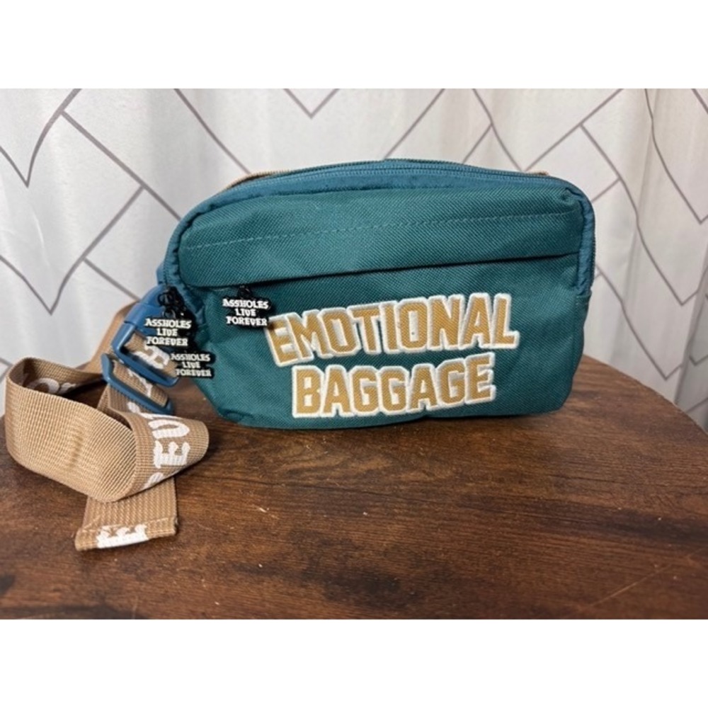 Assholes Live Forever Teal Emotional Baggage Fanny Pack Waist Bag Streetwear